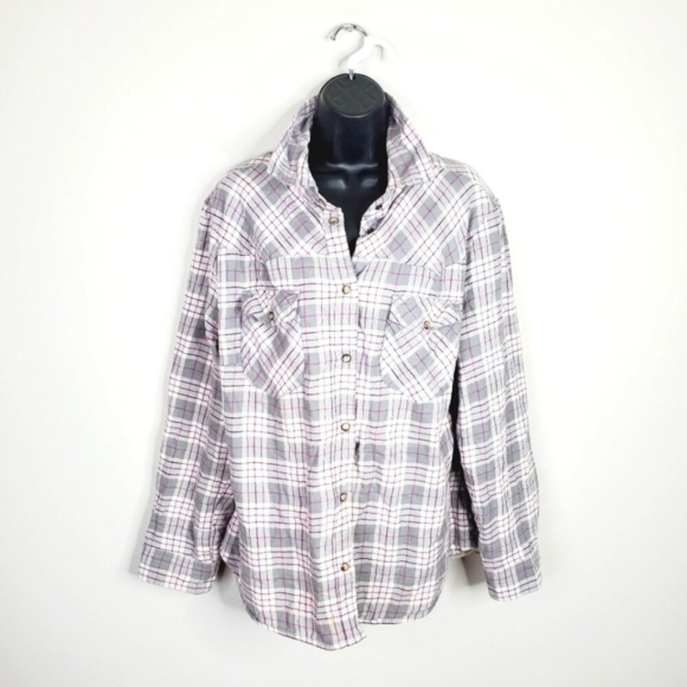 Jachs Girlfriend Fleece Plaid Flannel Oversized Cabin Outdoor Shacket XXL